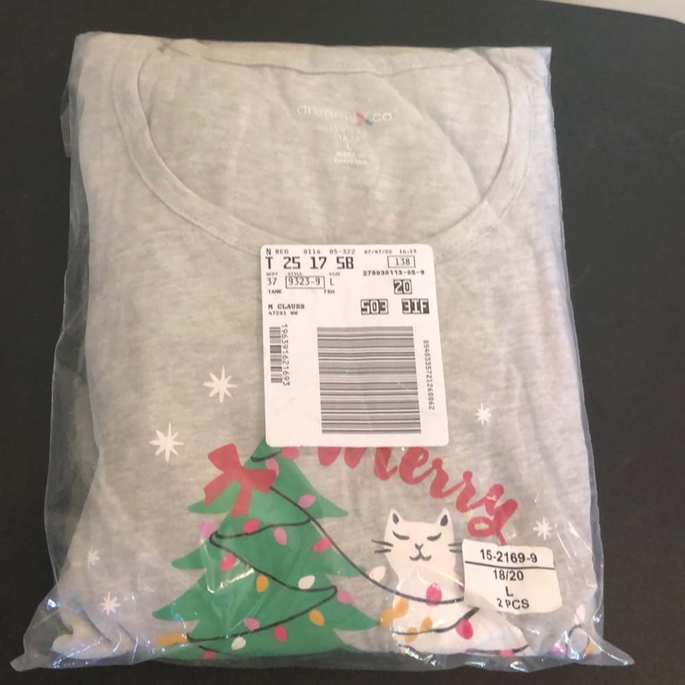 New Dreams Co. Merry Christmas Cat Pajamas Sz. 18/20